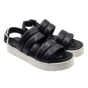 UGG Platform Sandals Shoes Womens Size 8.5 Black Strap Buckle Slides Chunky